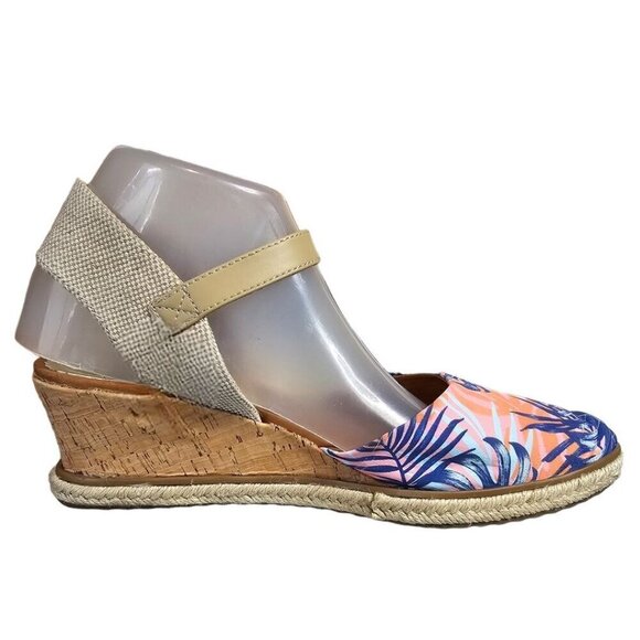 Baretraps Womens 9 Ocean Pink Tropical Cork Ankle Strap Espadrille Sandals - Picture 3 of 10